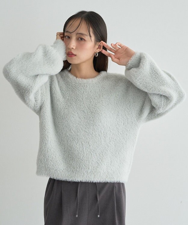 earth music&ecology Ｗフェイスシャギープルオーバー Light Gray