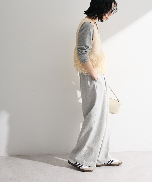 Green Parks タックワイドスウェットパンツ Gray Mixture