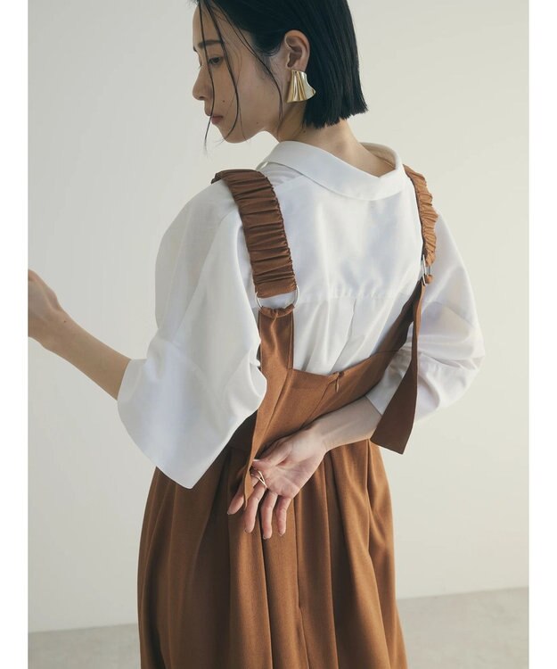 Green Parks armonia.ギャザーストラップワンピース Brown