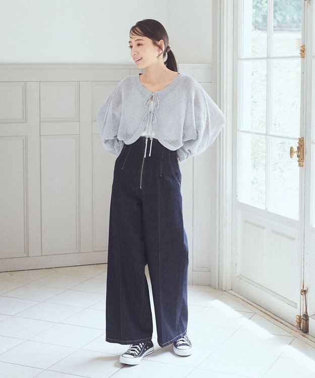 earth music&ecology フロントジップデニムパンツ Black