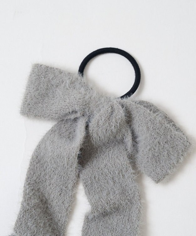 WEGO Lシャギーニットリボンゴム グレー