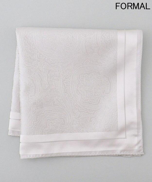 GOTAIRIKU 【WEAR BLACK】シルク100％ フォーマルチーフ_ペイズリー アイボリー系8