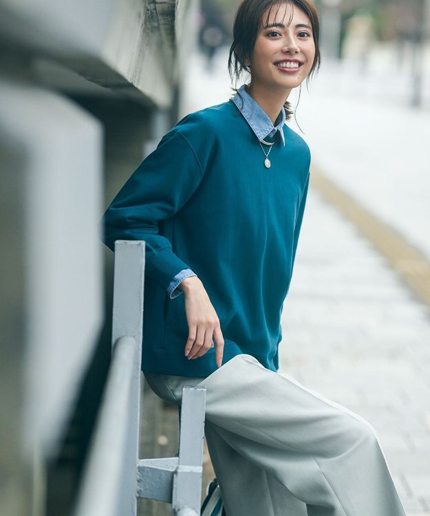 23区 【Oggi4月号掲載/洗える】23区DENIM ライトダンガリー クロップドシャツ ライトインディゴ