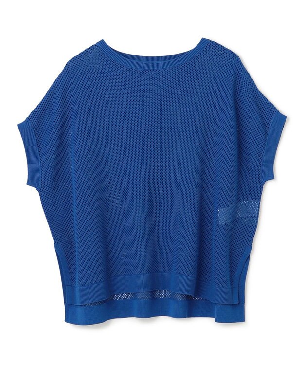 UNFILO L メッシュ ハーフスリーブ ニット ブルー