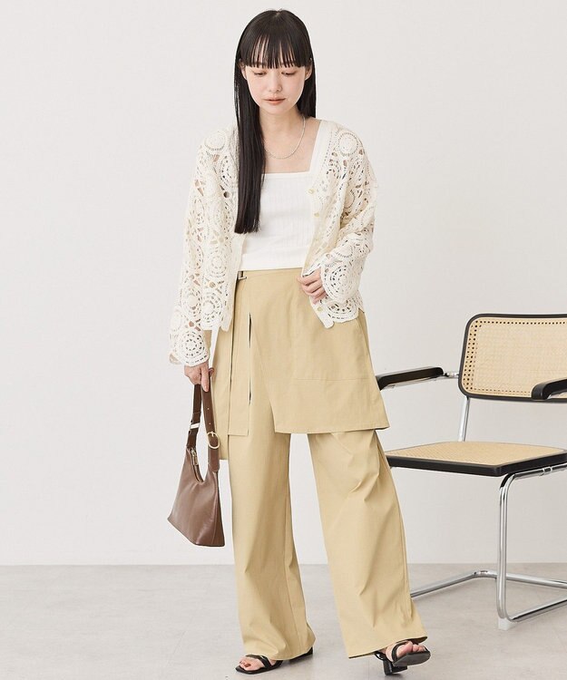 AMERICAN HOLIC クロシェニットVネックカーディガン Off White