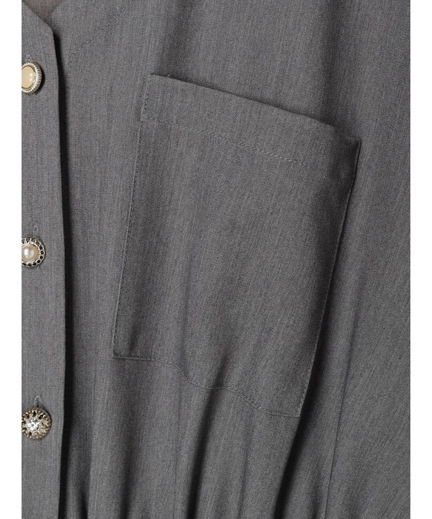 Green Parks ・ＥＬＥＮＣＡＲＥ　ＤＵＥ　Ｖネックイロイロ釦ワンピース Gray Mixture