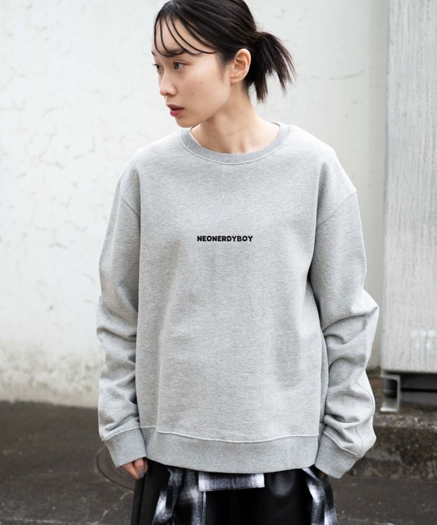 WEGO 【ユニセックス着用ITEM】THEBOYエルボーパッチクルーネックPO 杢グレー