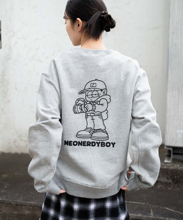 WEGO 【ユニセックス着用ITEM】THEBOYエルボーパッチクルーネックPO 杢グレー