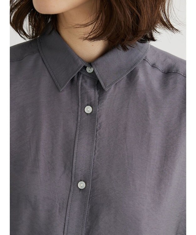 Green Parks レギュラーカラーシアーシャツ Charcoal Gray