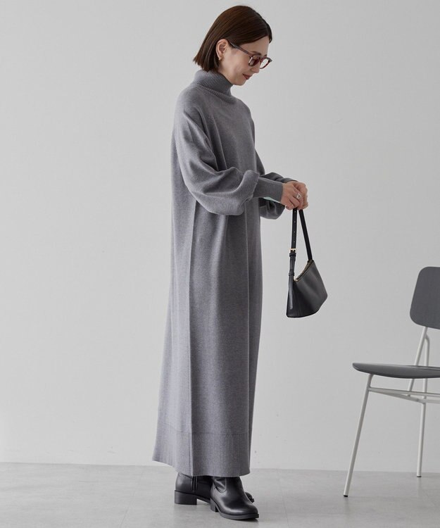 AMERICAN HOLIC バイパチモックネックニットワンピース Gray Mixture