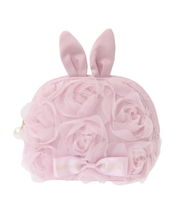 Maison de FLEUR チュールローズラウンドポーチ Pink