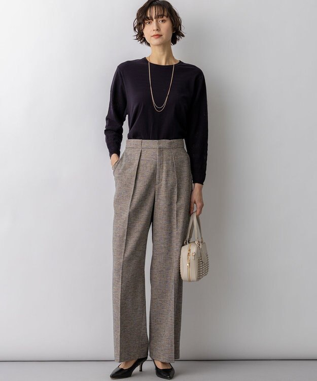 23区 L 【先行予約】リネンライクブッチャー ワイドパンツ ダークブラウン