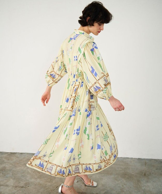 GRACE CONTINENTAL セーラープリントワンピース イエロー