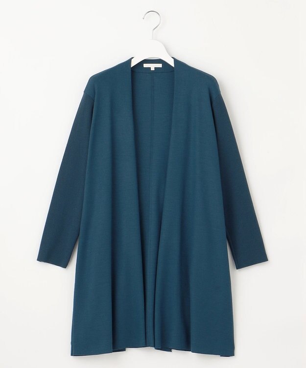 自由区 【洗える】ウールニットコンビジャージー ライトアウター リッツブルー系