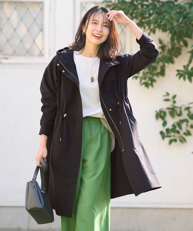 ANY 【手洗い可能】ライトフーデットコート ネイビー系