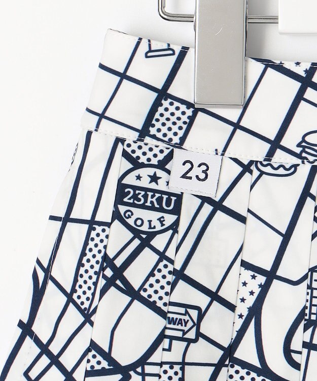 23区GOLF 【WOMEN】ニューヨークマップ柄 プリーツスカート ホワイト系5