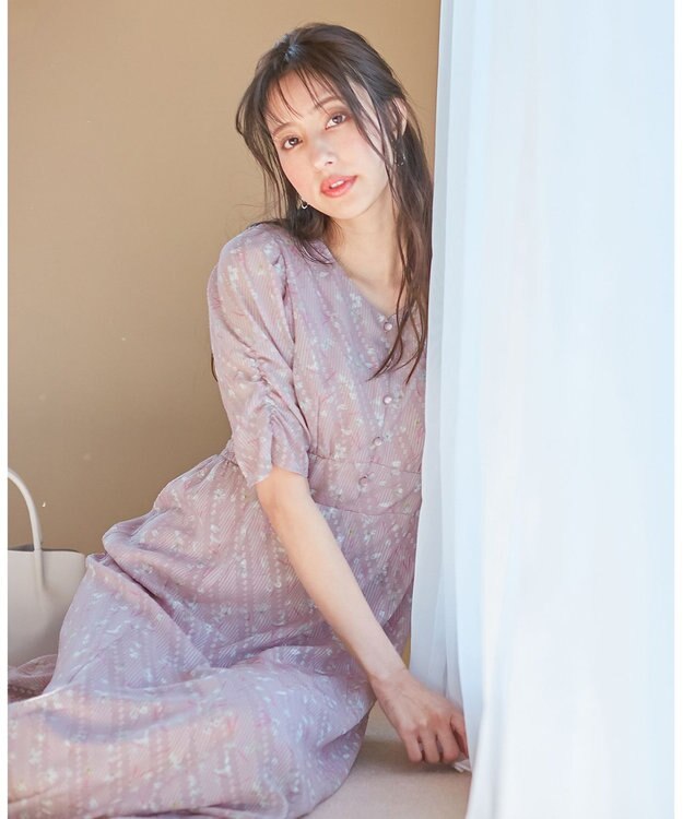 ANY SIS 【any SiS×plantica】フラワープリント ワンピース ピンク系