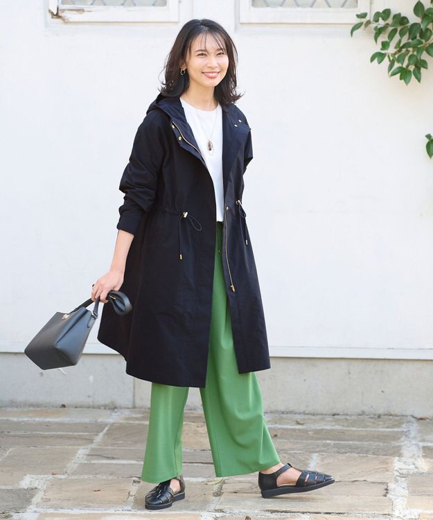 ANY 【手洗い可能】ライトフーデットコート ネイビー系