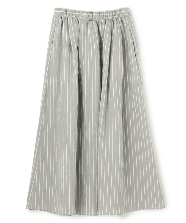 BEIGE， 【洗える】FREESIA / イージーウエストストライプフレアスカート Green Stripe