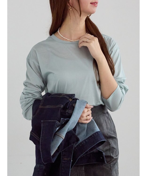 Te chichi シルケット天竺ロングスリーブTee ブルー