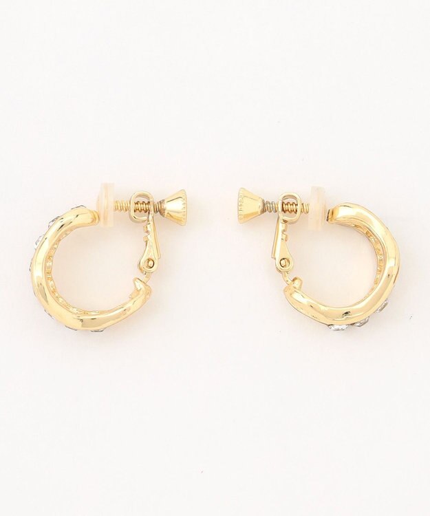 ANY SIS 2連フープ イヤリング ビジュー