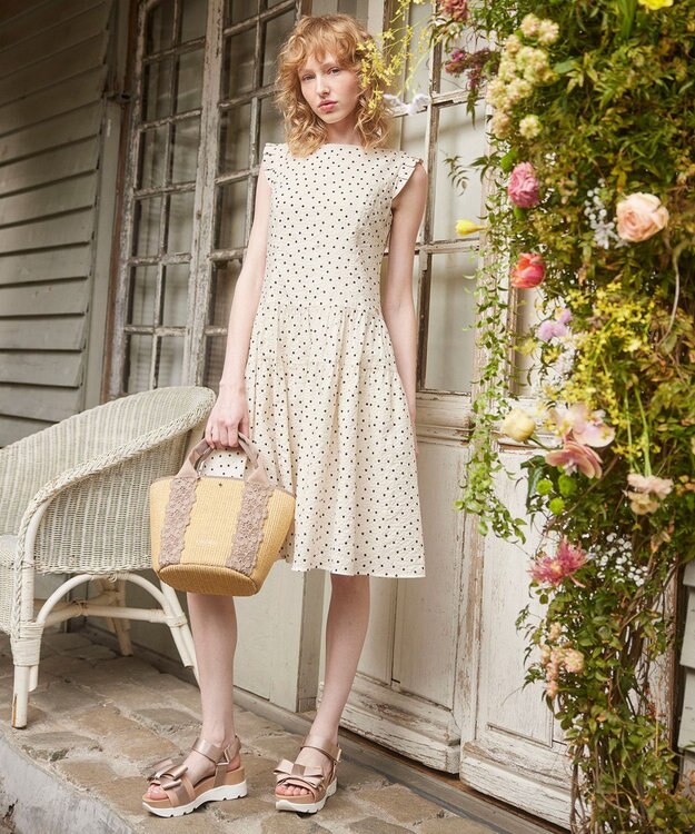 TOCCA 再入荷！【洗える！】VACANCE ドレス ベージュ×ブラックドット系5