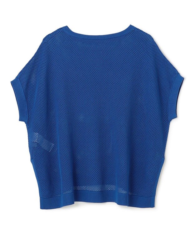 UNFILO L メッシュ ハーフスリーブ ニット ブルー