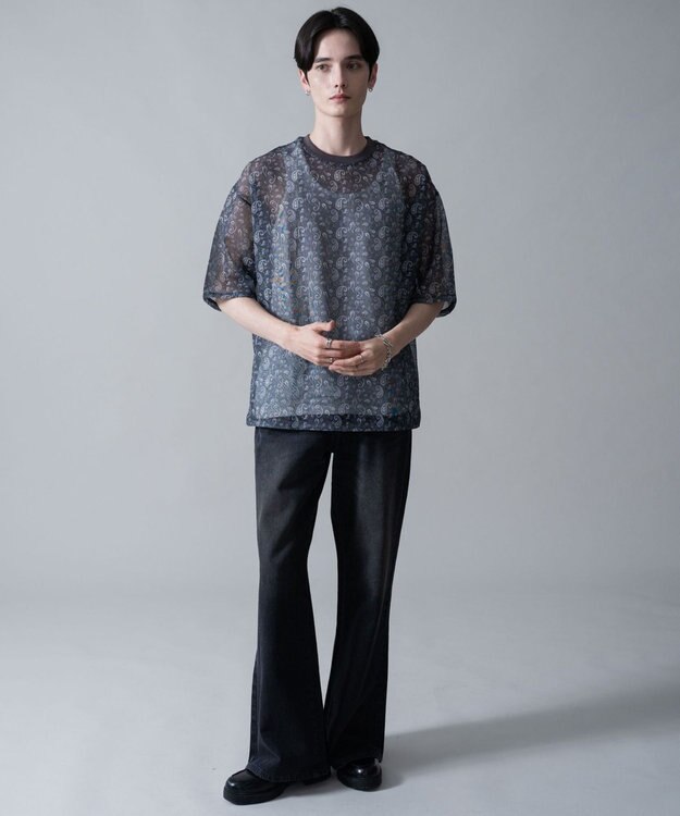 WEGO 【2点SET】メッシュパターンアンサンブルPOシャツ（SS） 柄1