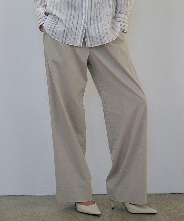 ICB ドライリネンストレッチ ワイドストレートパンツ トープ