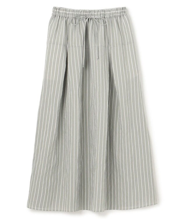 BEIGE， 【洗える】FREESIA / イージーウエストストライプフレアスカート Green Stripe