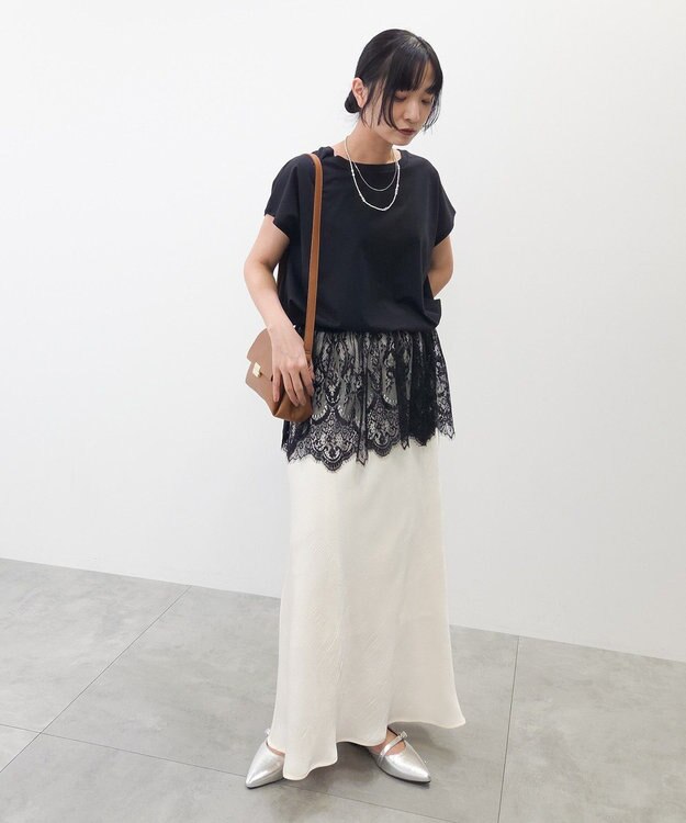 Green Parks レースドッキングフレンチプルオーバー Black
