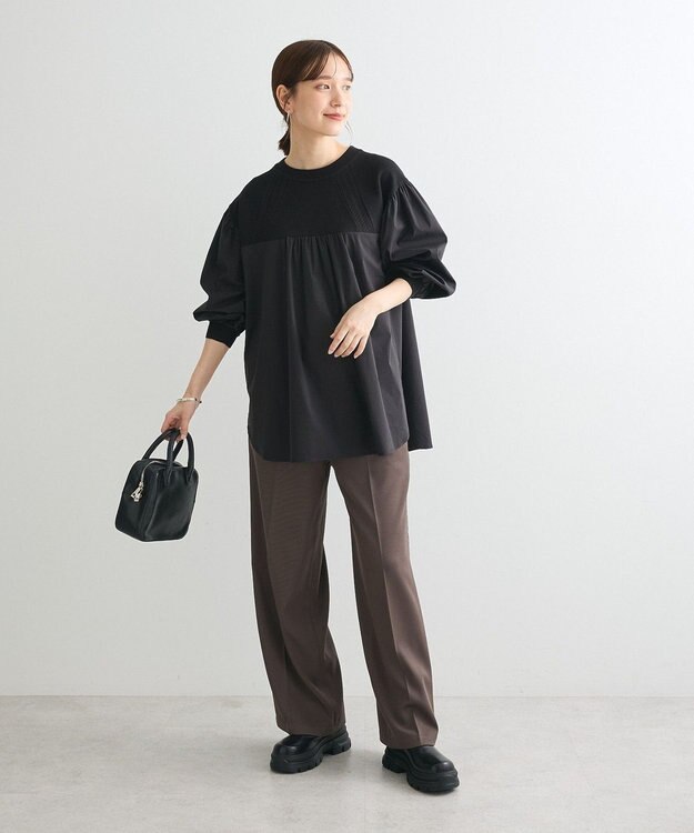 Green Parks ミニケーブルドッキングニットチュニック Black