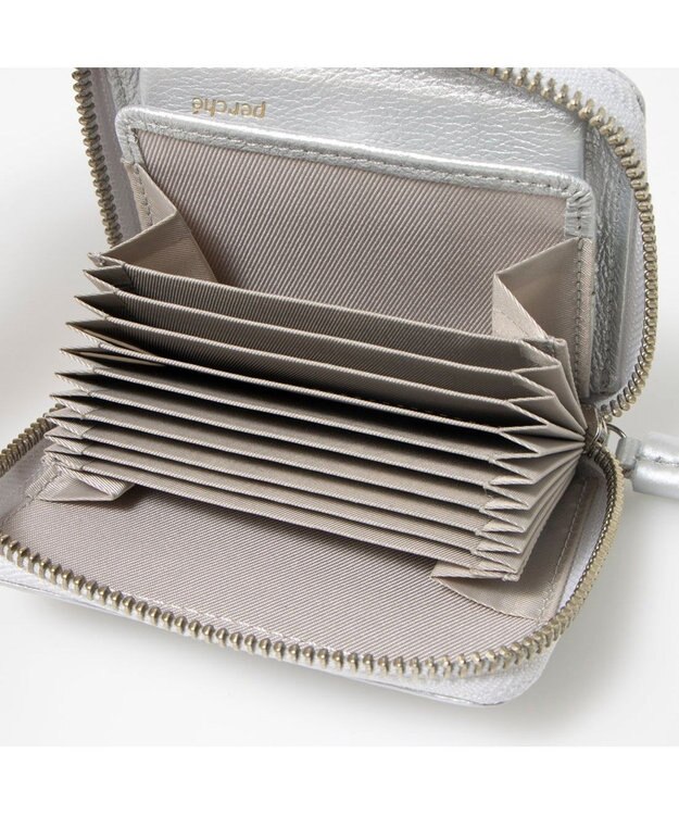UNBILLION ペルケ perche / カラーコンビジャバラ・カードウォレット シルバー