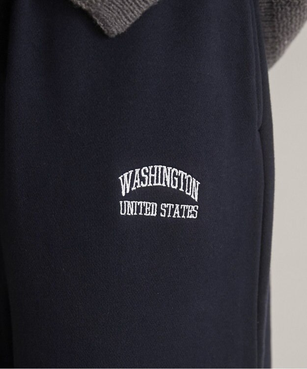 WEGO 【ANGIE VINTAGE】ワンポイント刺繍 裏毛 スウェットパンツ ブラック