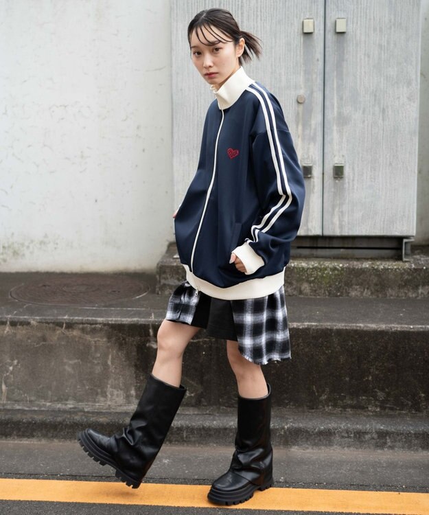 WEGO 【ユニセックス着用ITEM】ライントラックジャケット ネイビー