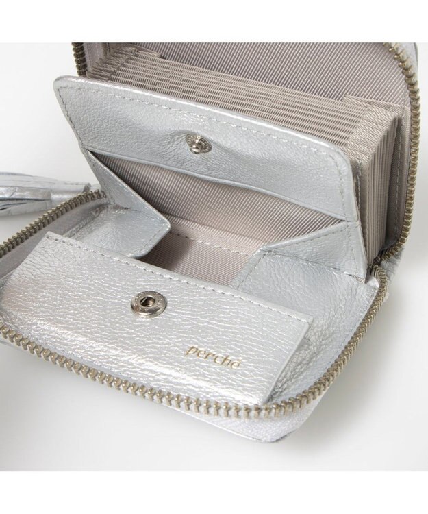 UNBILLION ペルケ perche / カラーコンビジャバラ・カードウォレット シルバー