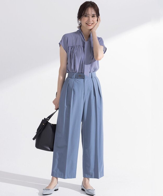 組曲 スーパーライトストレッチ ワイドパンツ スモーキーブルー系