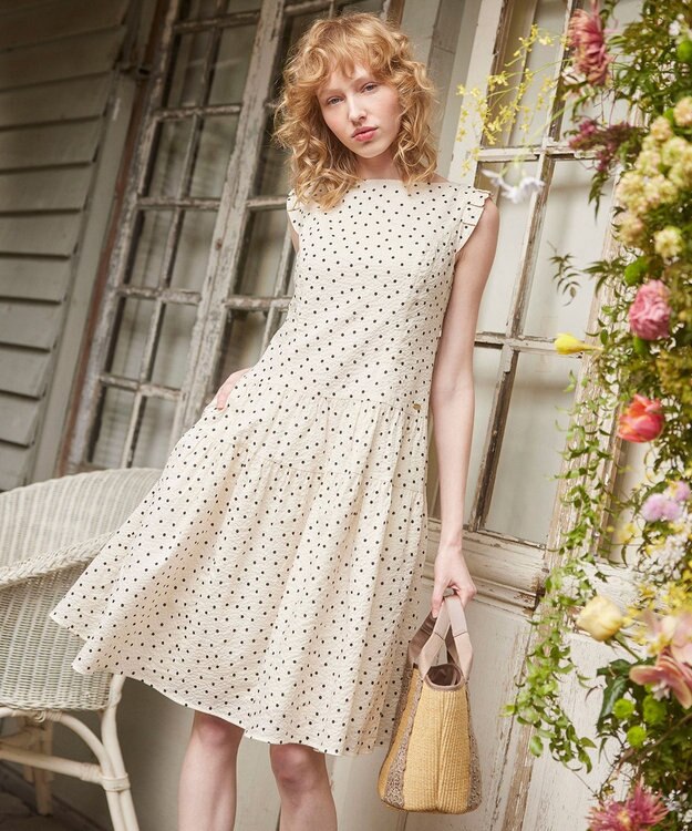 TOCCA 再入荷！【洗える！】VACANCE ドレス ベージュ×ブラックドット系5