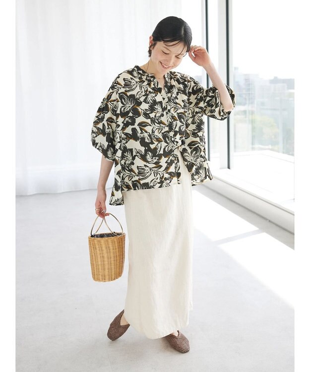 CRAFT STANDARD BOUTIQUE インド綿アソート柄シャツチュニック Ivory