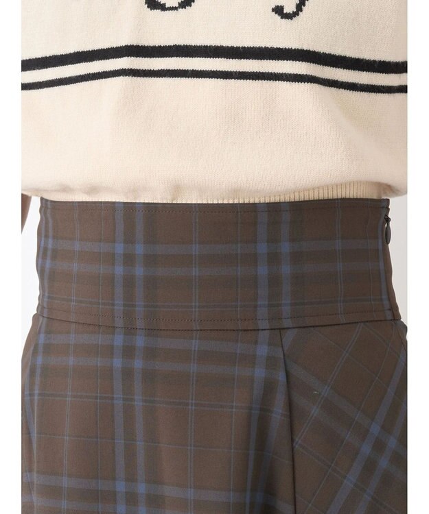 earth music&ecology バックレースアップチェックスカート Brown