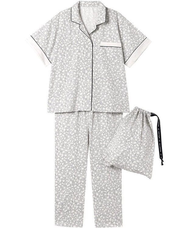 ワコール／睡眠科学 パジャマ 5分袖 半袖 長ズボン 綿100%(本体) サテン 【睡眠科学×mintdesigns】 レディース YDT105 睡眠科学／ワコール アイボリー