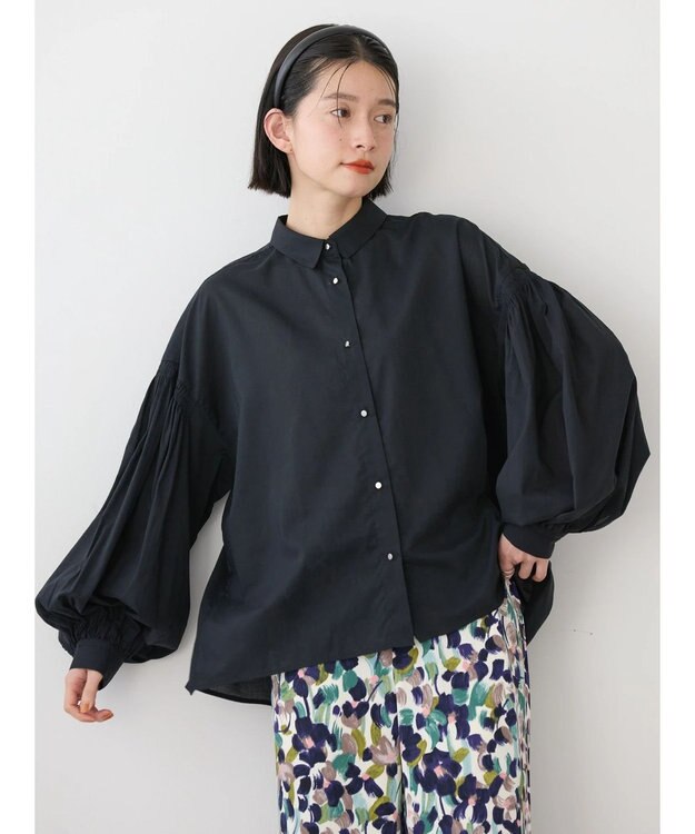 AMERICAN HOLIC ＵＶカット／接触冷感ギャザースリーブブラウス　 Black