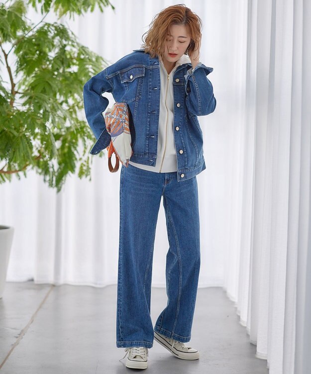 23区 【RED CARD TOKYO×23区】デニム ワイドパンツ ミッドブルー