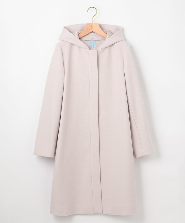 組曲 【WEB限定】ウールモッサ フーデットロングコート アイスグレー系