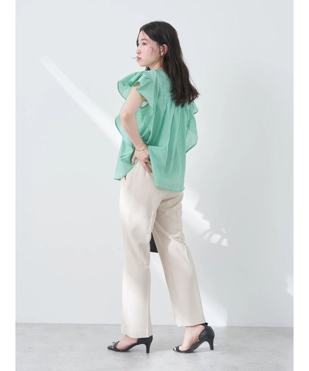 earth music&ecology コットンボイルフリルブラウス Mint