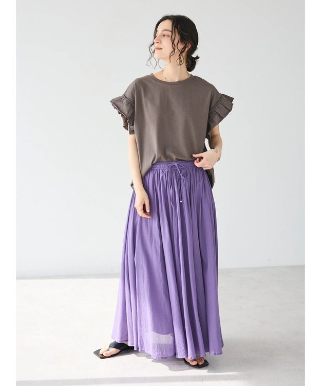 CRAFT STANDARD BOUTIQUE 袖ギャザーフレアプルオーバー Brown