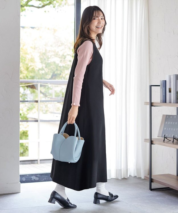 Tiaclasse 【洗える】スポンジニットジャンスカ ブラック