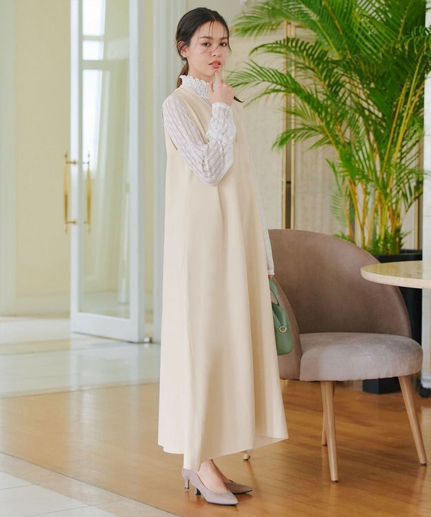 Tiaclasse 【洗える】スポンジニットジャンスカ アイボリー