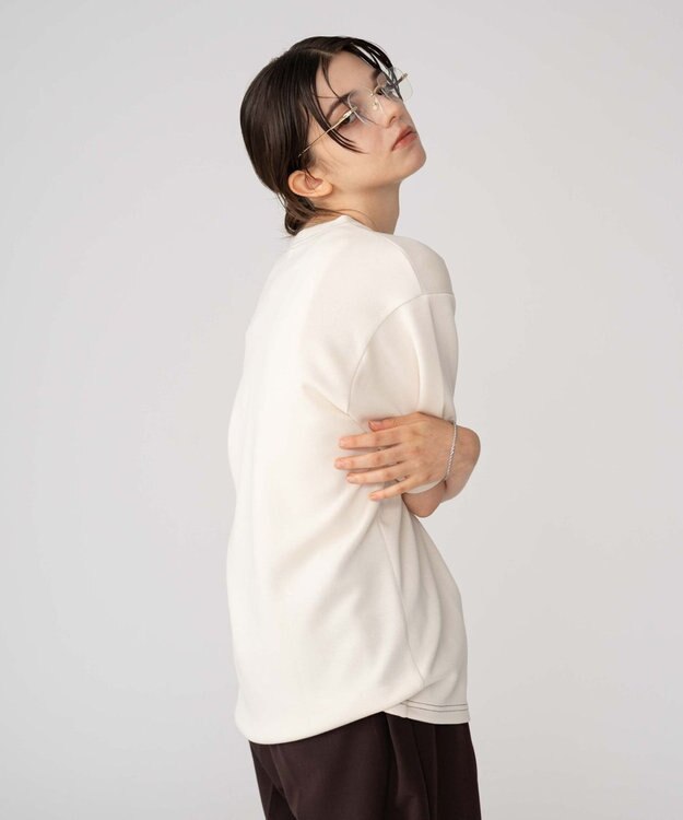 WEGO 【ユニセックス着用ITEM/MLサイズ展開】カラーステッチT（SS） オフホワイト