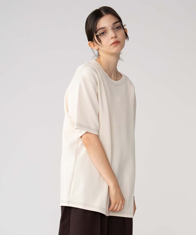 WEGO 【ユニセックス着用ITEM/MLサイズ展開】カラーステッチT（SS） オフホワイト